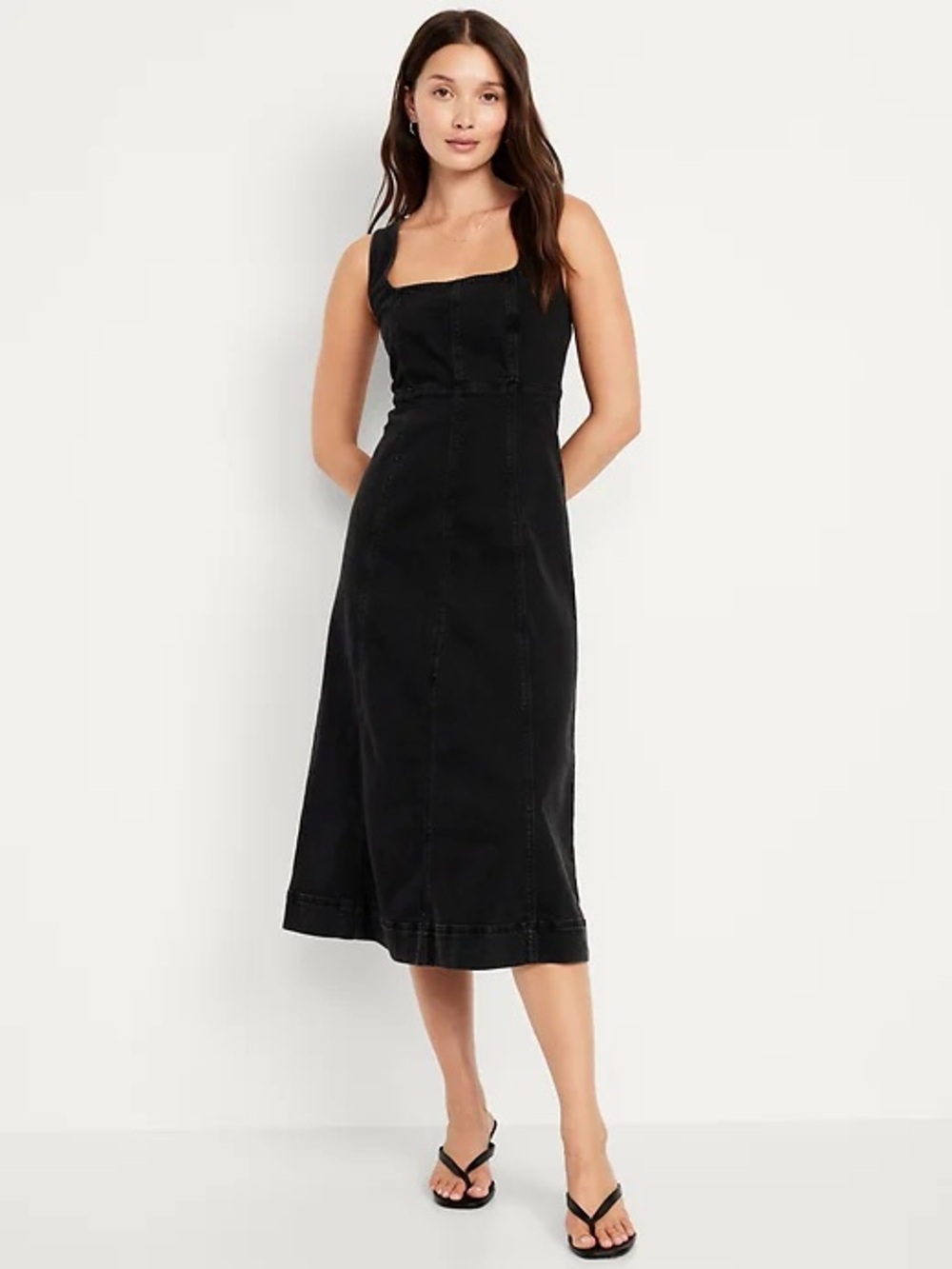 Old Navy Fit & Flare Sleeveless Denim Midi Dress